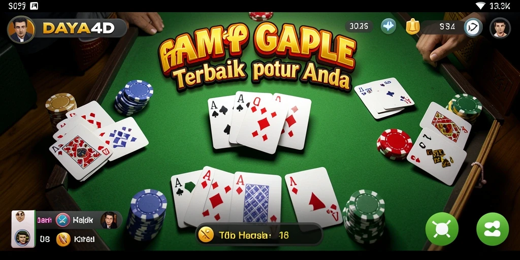 Tampilan gameplay seru dan interaktif dari DAYA4D, game Gaple pilihan Anda.