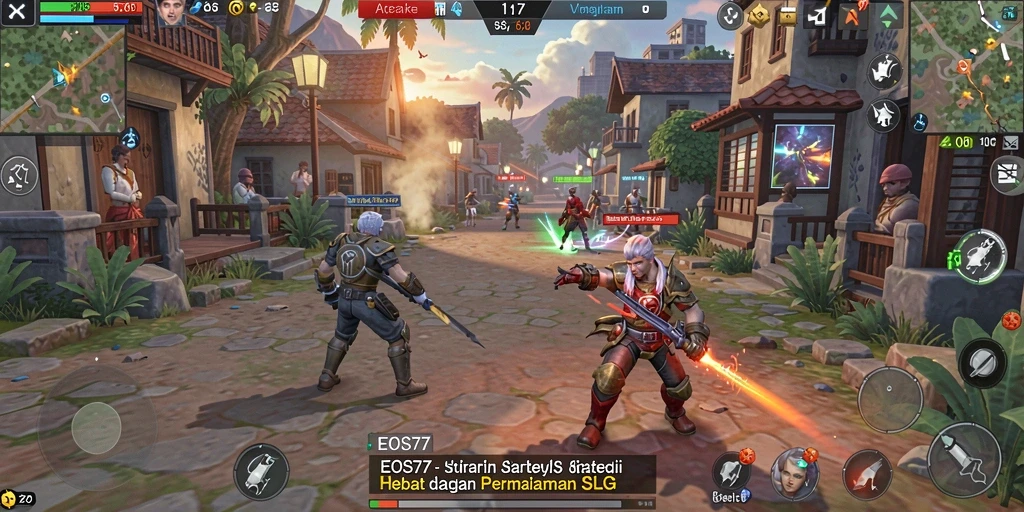 Tangkapan layar gameplay EOS77 menampilkan strategi mendalam dan pertempuran seru.