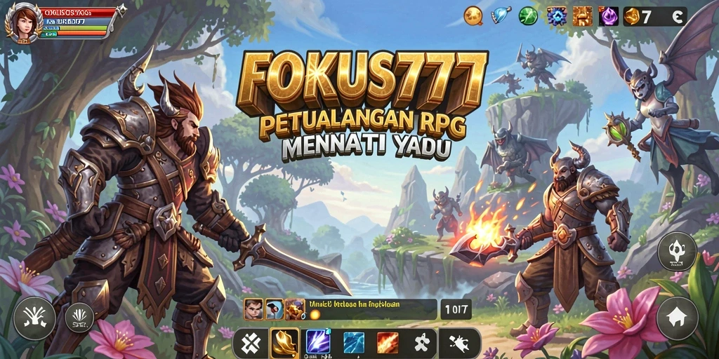 Screenshot FOKUS777 menampilkan pertarungan epik dalam game RPG.