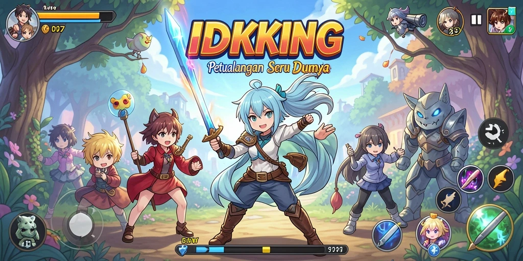 Tampilan gameplay IDRKING yang penuh warna dan menarik.