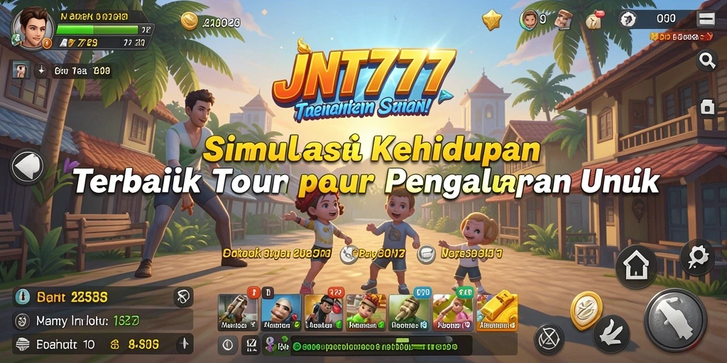 Tangkapan layar JNT777 menampilkan interaksi dinamis antar karakter dalam simulasi.
