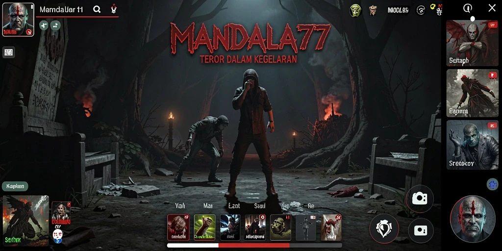 Screenshot menampilkan momen menegangkan dalam gameplay MANDALA77.