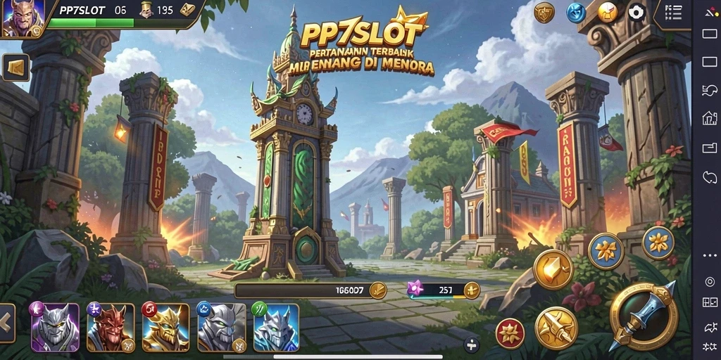 Screenshot gameplay PP7SLOT menampilkan menara yang siap menghadapi gelombang musuh.