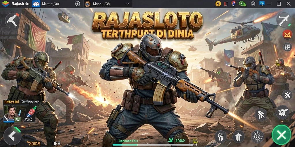 Tangkapan layar gameplay RAJASLOTO yang menegangkan di arena Battle Royale.