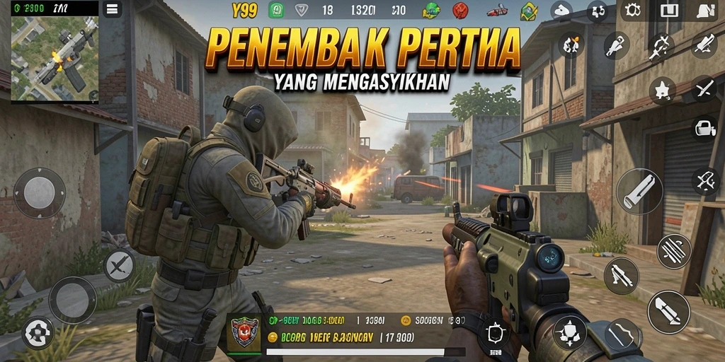 Gameplay intens Y89 dengan aksi tembak-menembak yang seru.